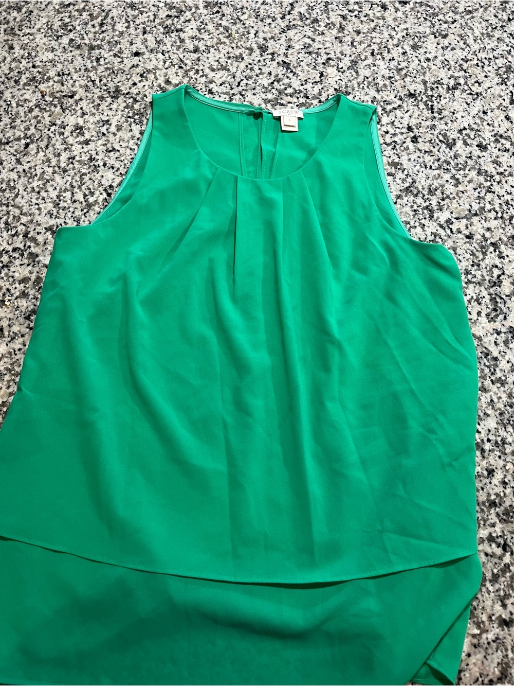 J. Crew Emerald Green Sleeveless Pleated Shell Top